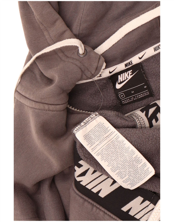 Nike Herren-Kapuzenpullover mit grafischem Reißverschluss und mittelgrauer Colourblock-Baumwolle