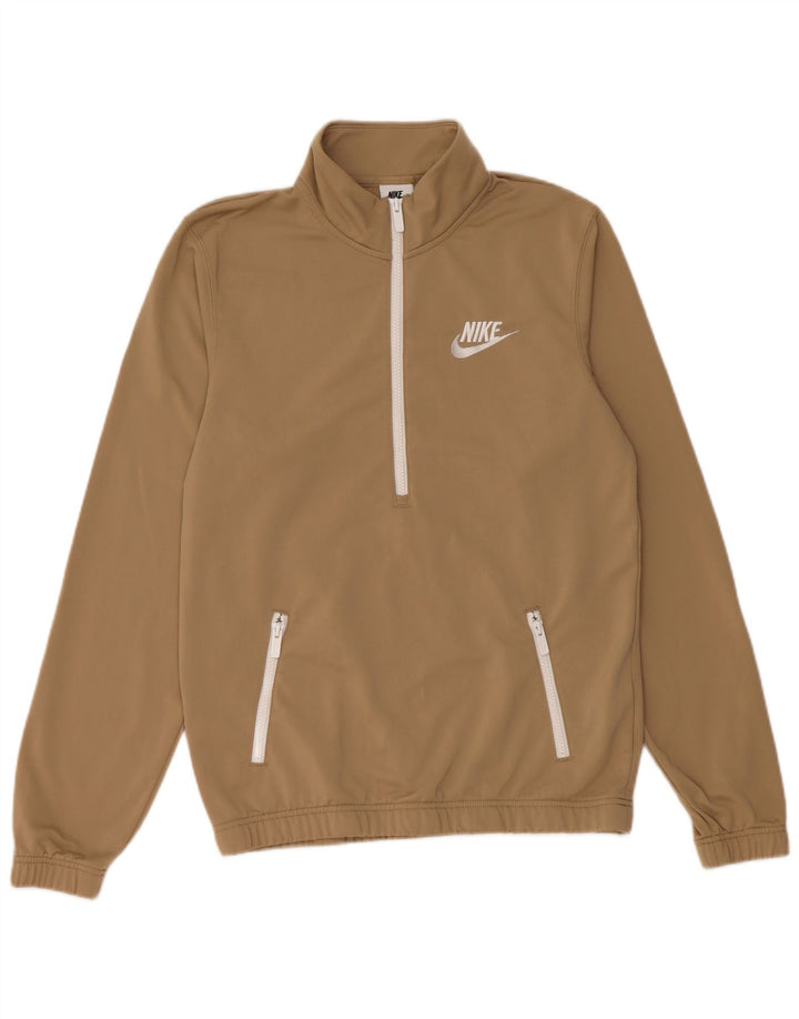 Nike Herren-Sweatshirt mit Reißverschluss am Hals, klein, beige, Polyester
