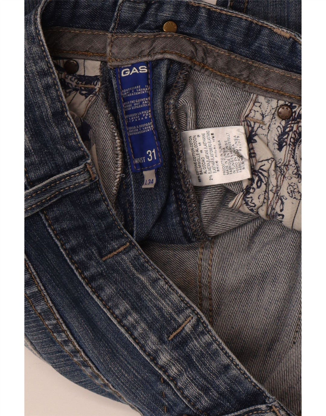 Gas Herren Straight Jeans W31 L28 Marineblau Baumwolle
