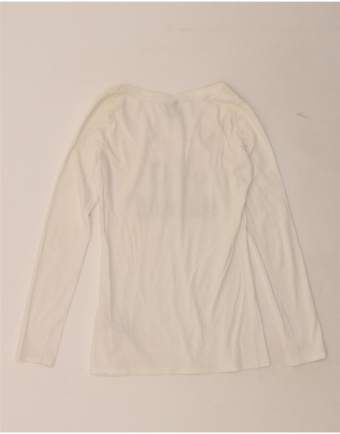 BENETTON Womens Peanuts Graphic Top Long Sleeve UK 10 Small White Cotton Vintage Benetton and Second-Hand Benetton from Messina Hembry 
