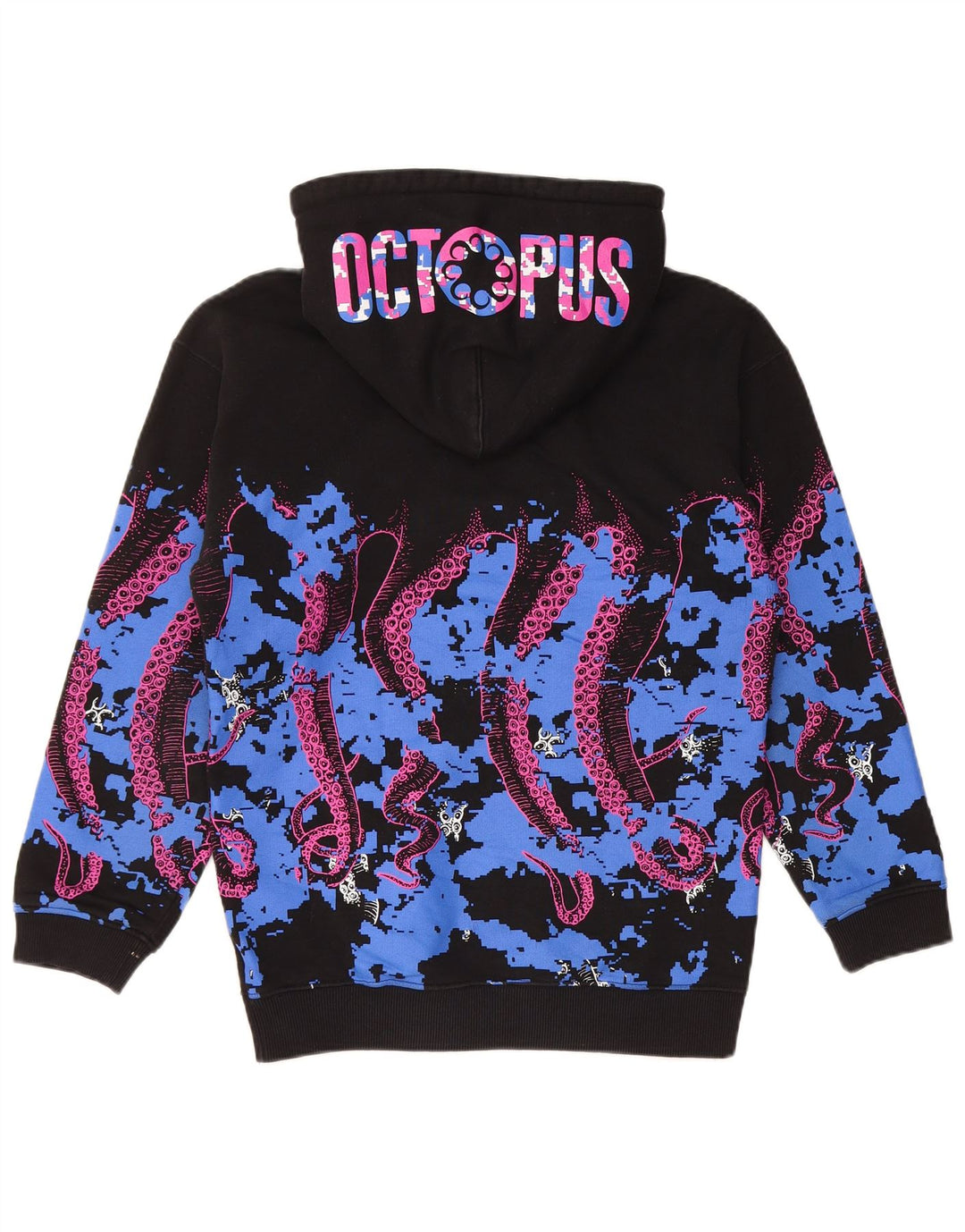 OCTOPUS Herren-Kapuzenpullover mit Grafik, Größe S, Schwarz, Colourblock-Baumwolle