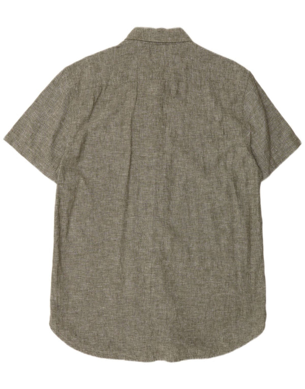 Tommy Hilfiger Herren-Hemd, kurzärmelig, normale Passform, groß, grünes Leinen