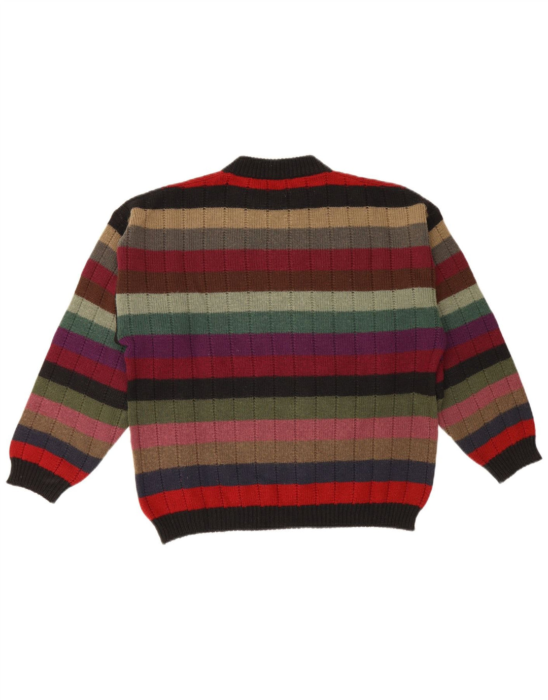 Vintage Herren Pullover mit grafischem Rundhalsausschnitt, mittelgroß, mehrfarbig gestreift