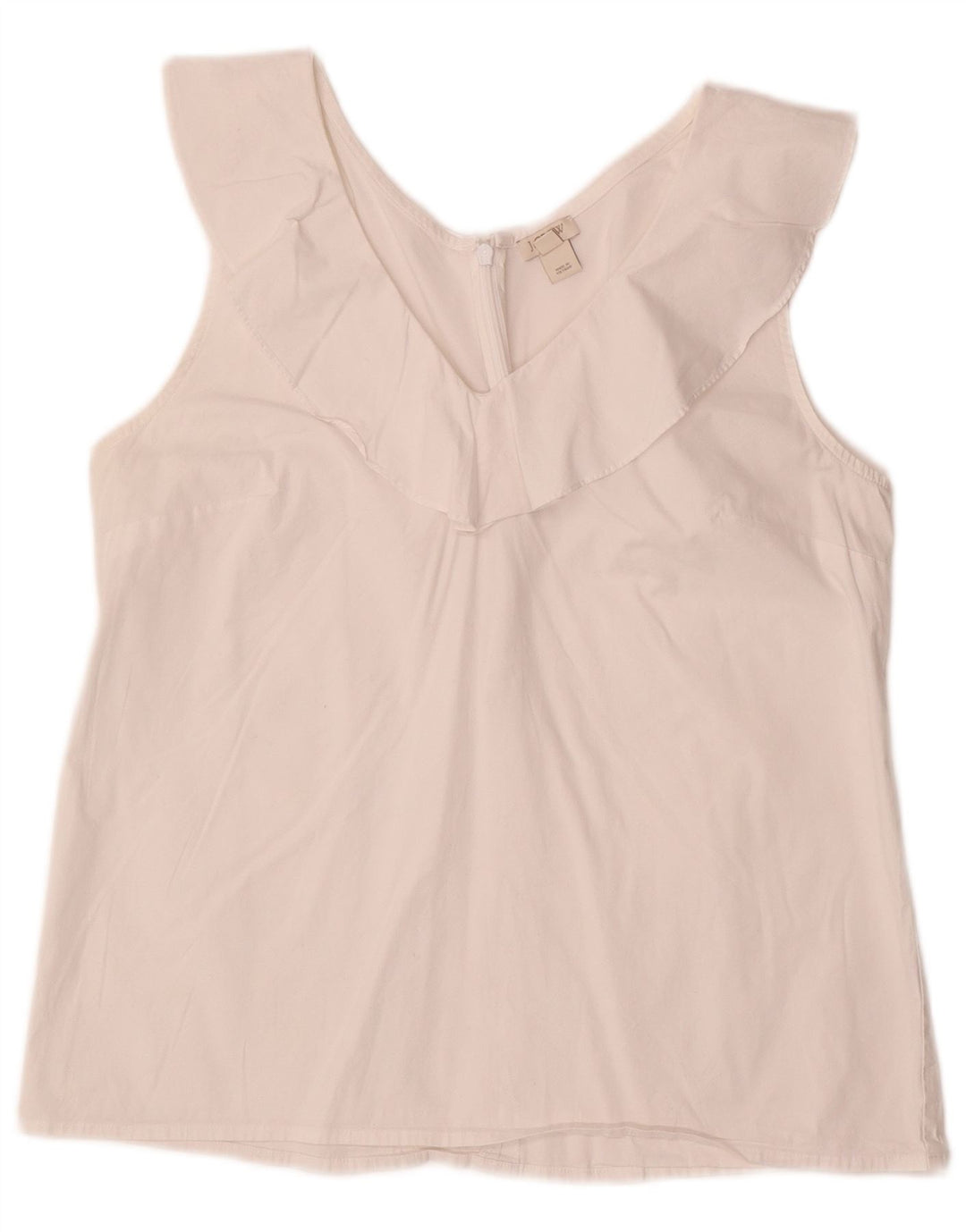 J. Crew Ärmelloses Blusenoberteil für Damen, US 10, Größe L, weiße Baumwolle