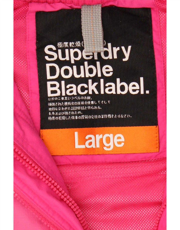 Superdry Damen-Regenjacke mit Grafik, UK 14, großes rosafarbenes Nylon