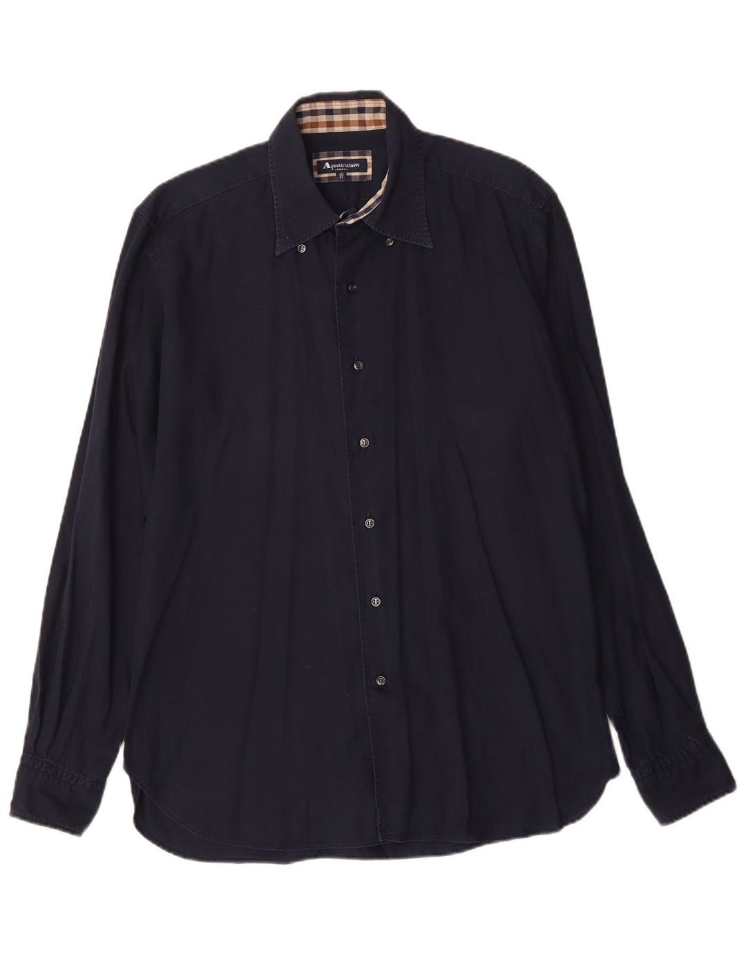 AQUASCUTUM Herrenhemd Größe 16 1/2 42 Große marineblaue Baumwolle