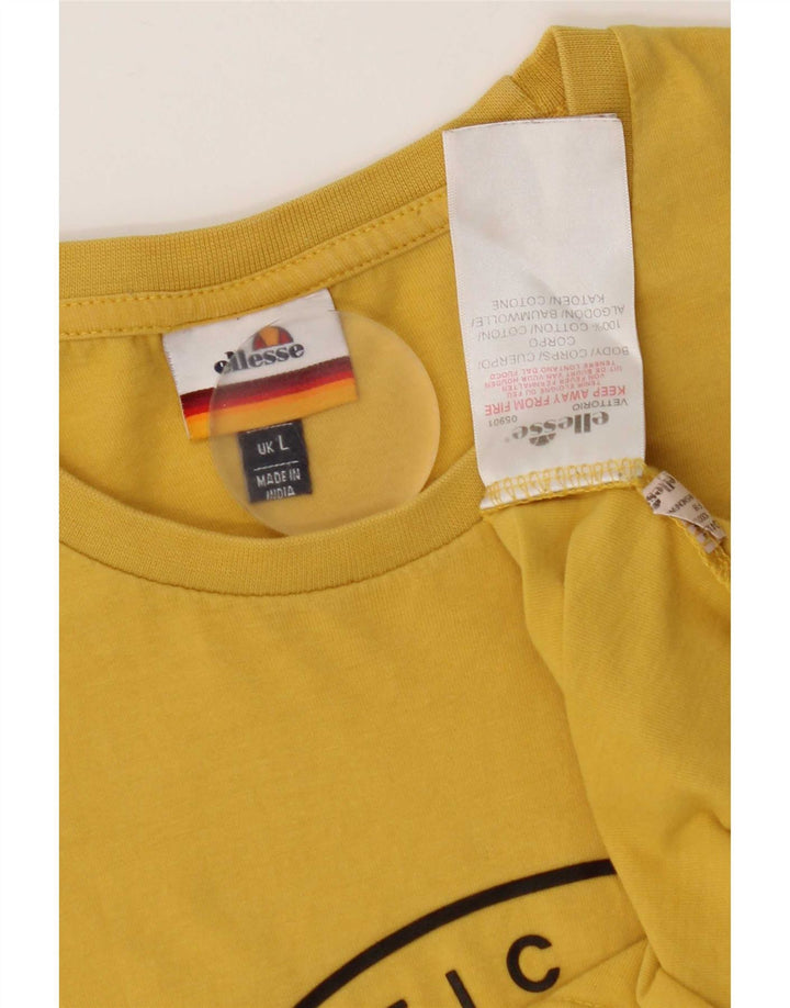 Ellesse Herren-T-Shirt mit Grafik, groß, aus gelber Baumwolle