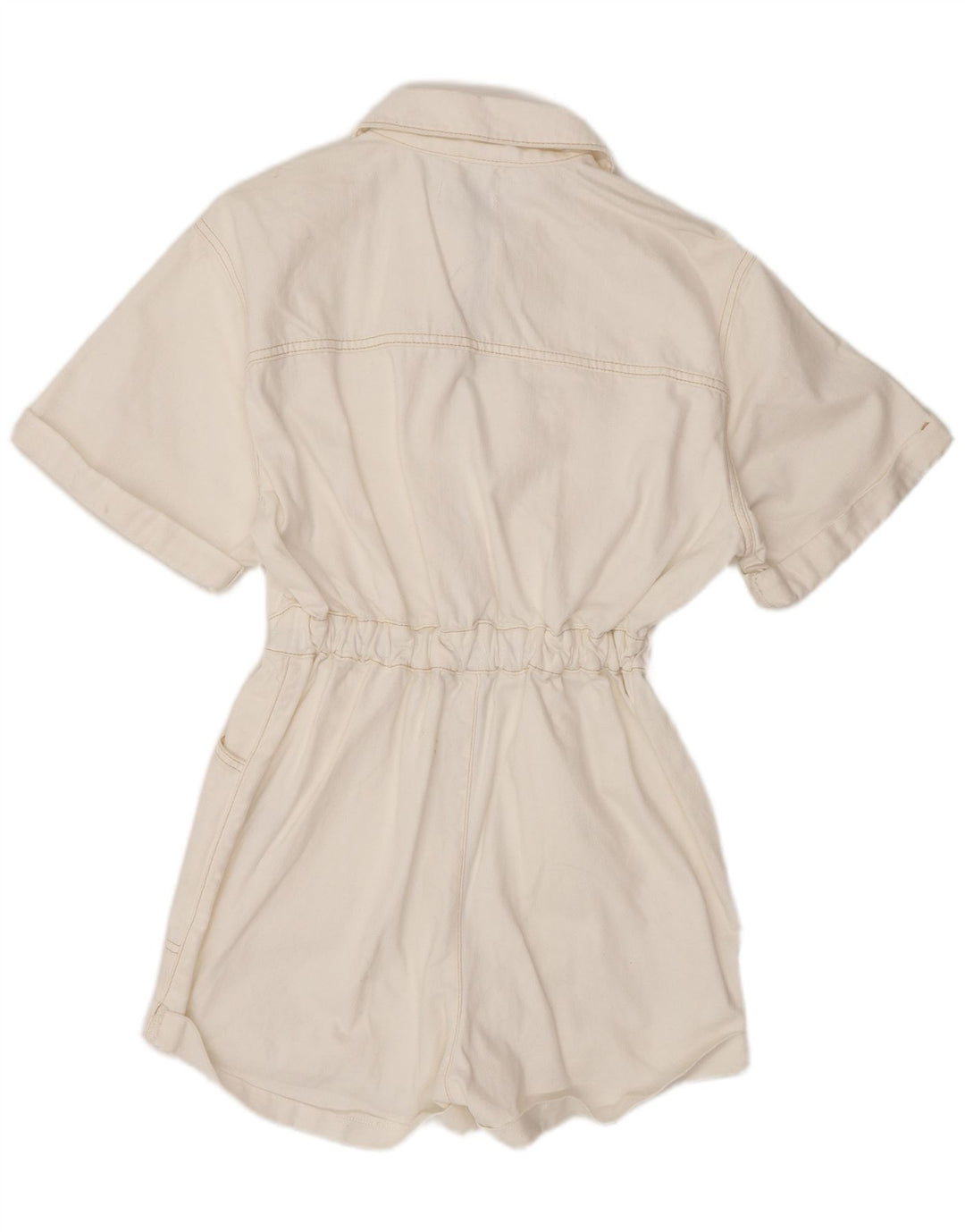 Topshop Damen Denim Playsuit UK 8 Small Weiße Baumwolle