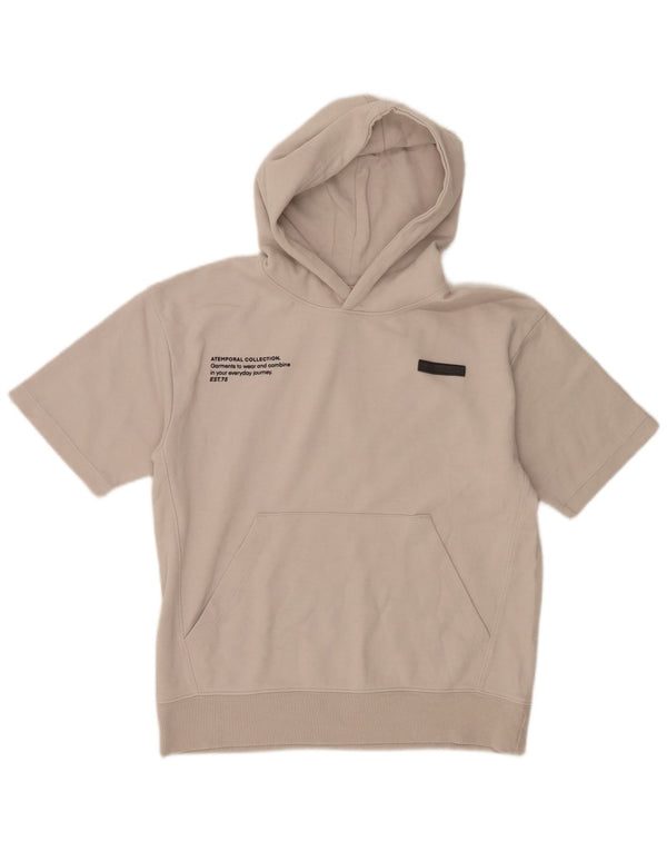 Zara Jungen-Kapuzenpullover mit Grafik, kurzärmelig, 9–10 Jahre, gebrochenes Weiß