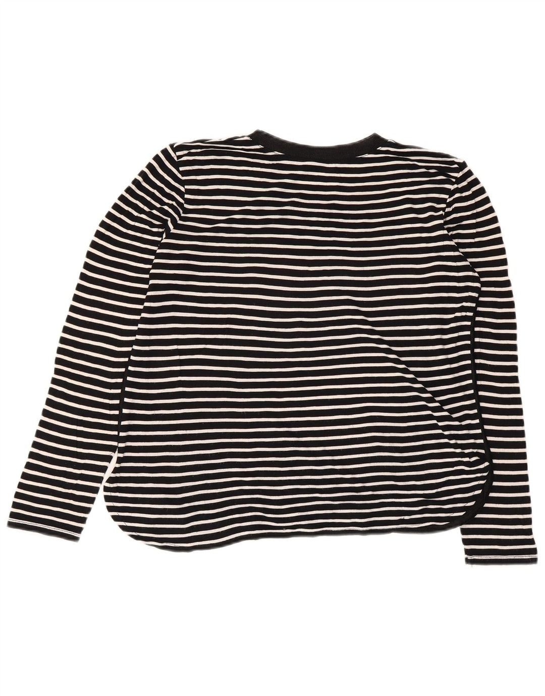 Zara Damen Top Langarm UK 14 Medium Schwarz gestreift