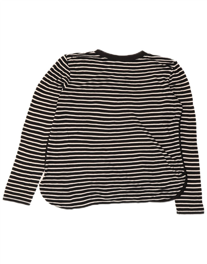 Zara Damen Top Langarm UK 14 Medium Schwarz gestreift