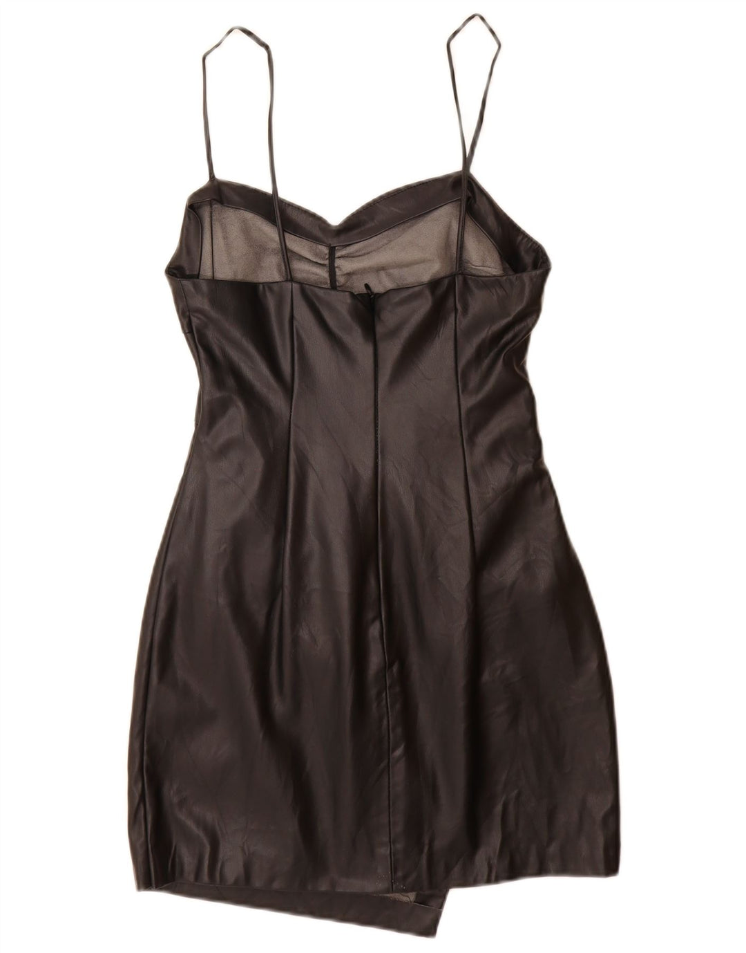 Zara Damen-Bodycon-Kleid aus Kunstleder, UK 12, Mittelschwarz, Polyurethan