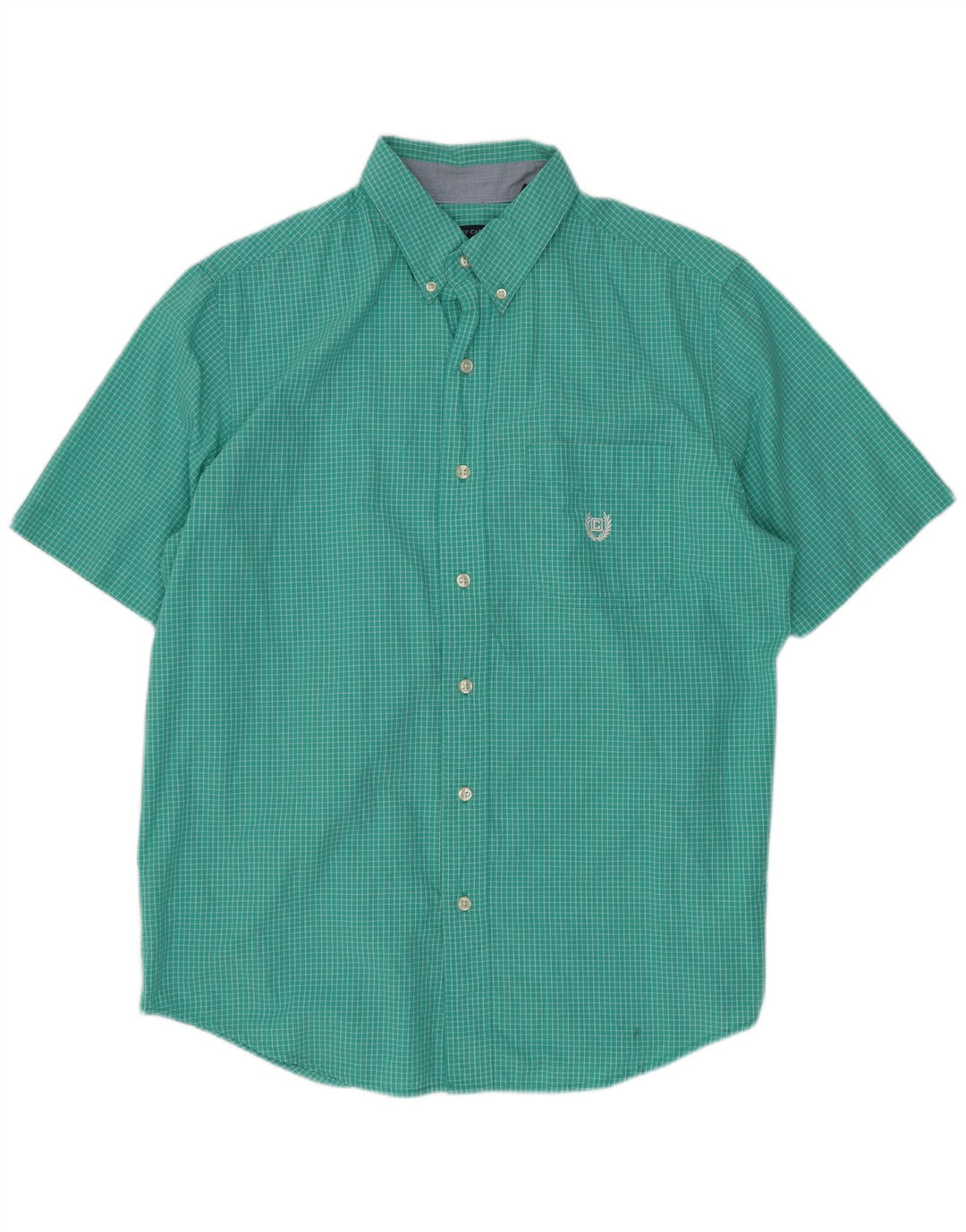 Chaps Herren-Kurzarmhemd aus mittelgrüner Gingham-Baumwolle