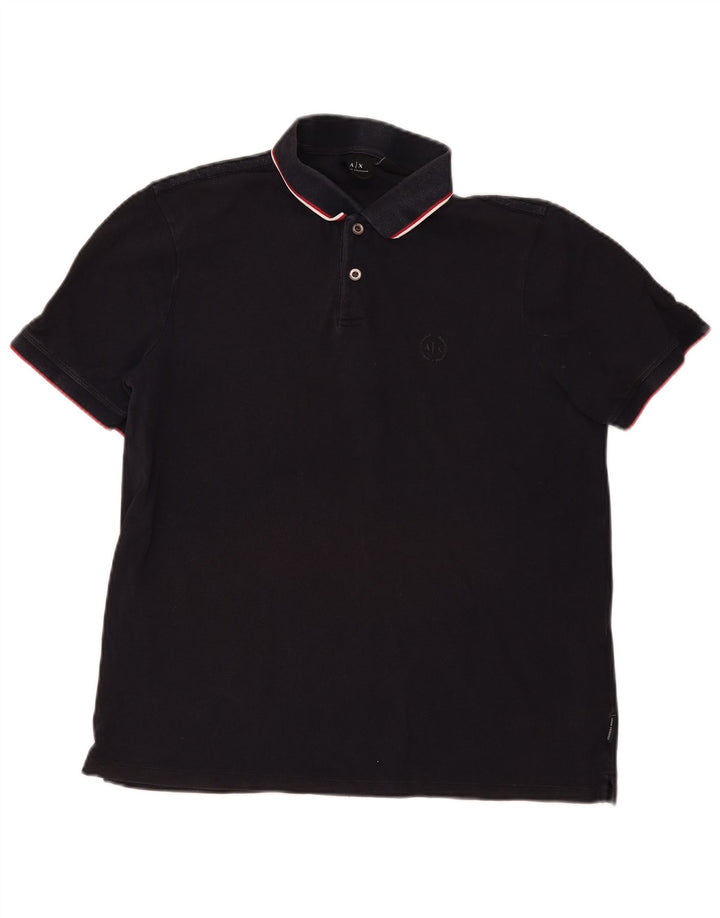 Armani Exchange Herren-Poloshirt XL, schwarz gestreift, Baumwolle