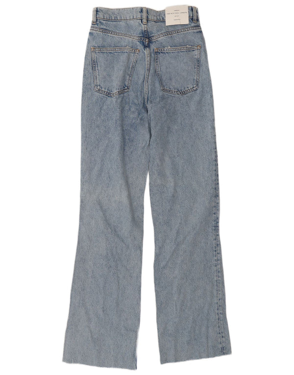 Zara Damen High Rise Distressed Wide Leg Jeans EU 34 2XS W24 L32 Blau 90er Jahre