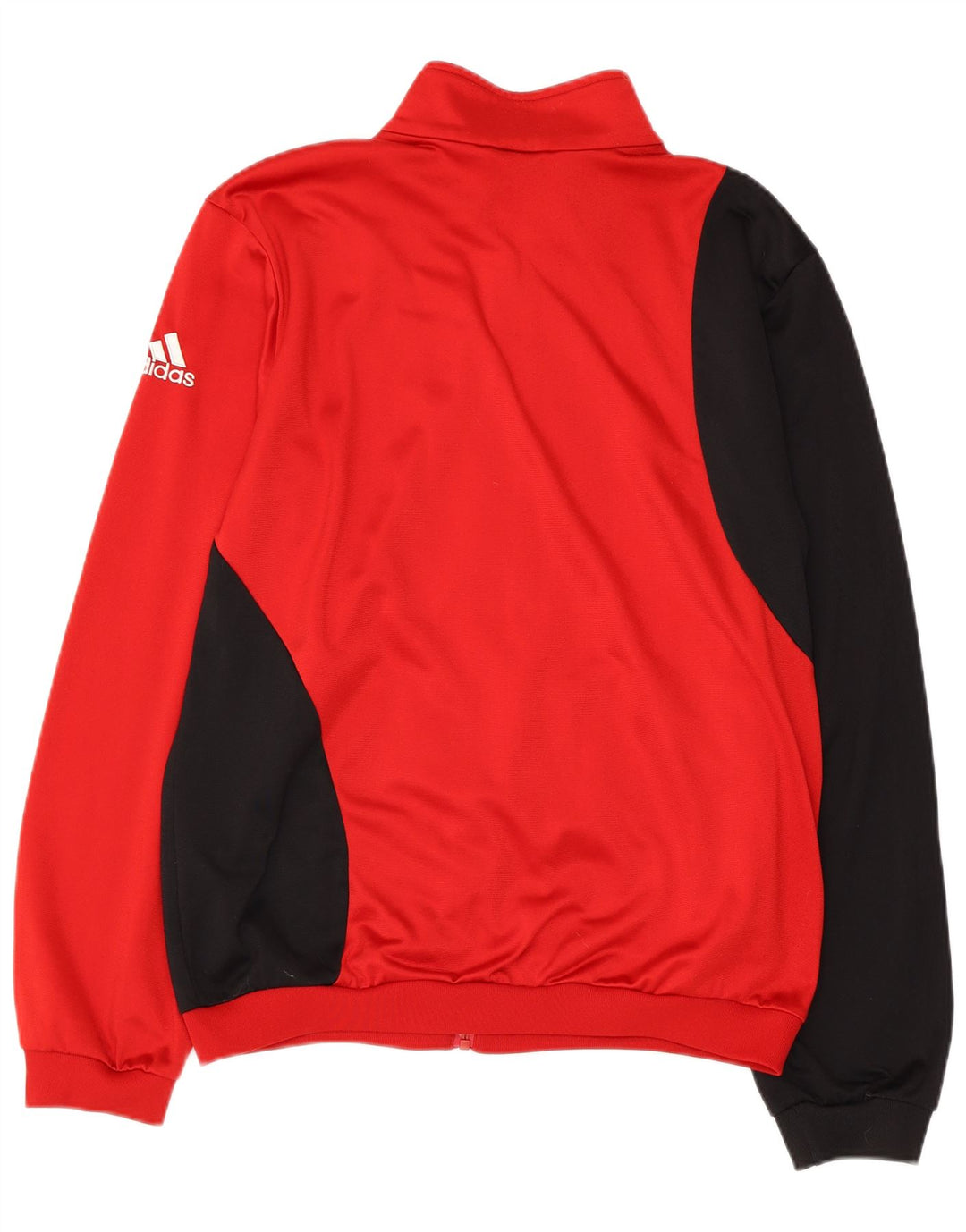 ADIDAS Herren-Trainingsanzug-Oberteiljacke UK 40/42 Mittelrotes Colourblock-Polyester