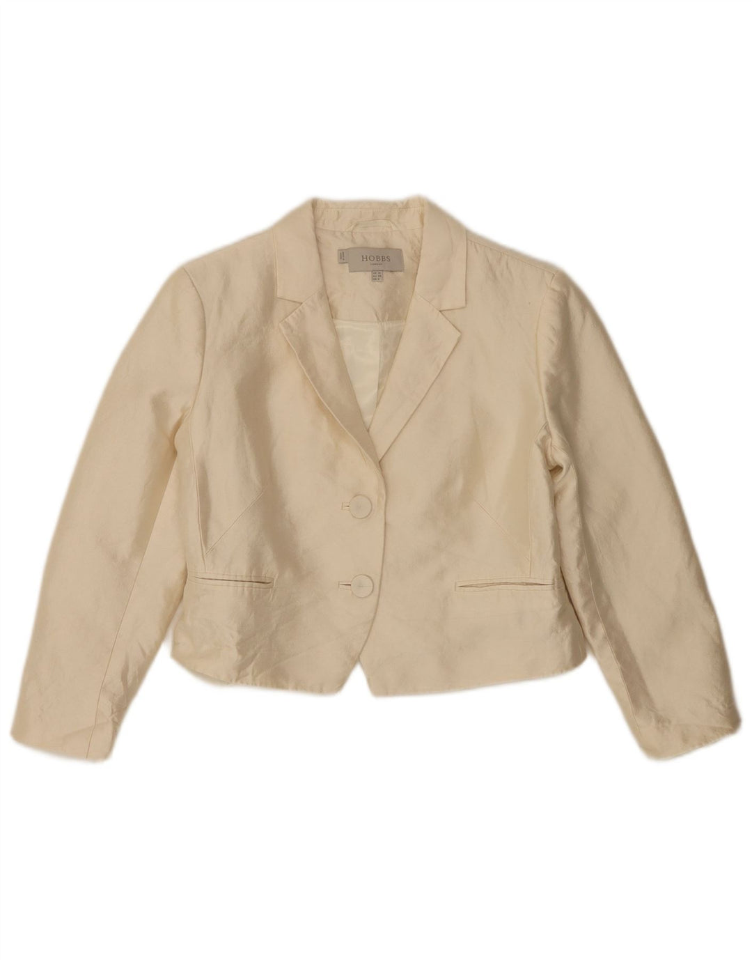 Hobbs Womens 2 Button Crop Blazer Jacke UK 10 Small Off White Wool