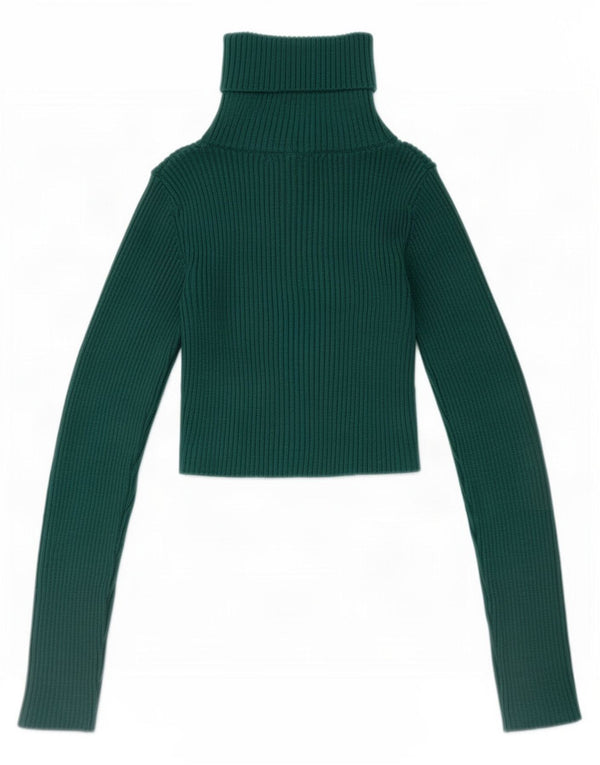Zara Damen Crop Top Langarm UK 8 Small Grüne Viskose