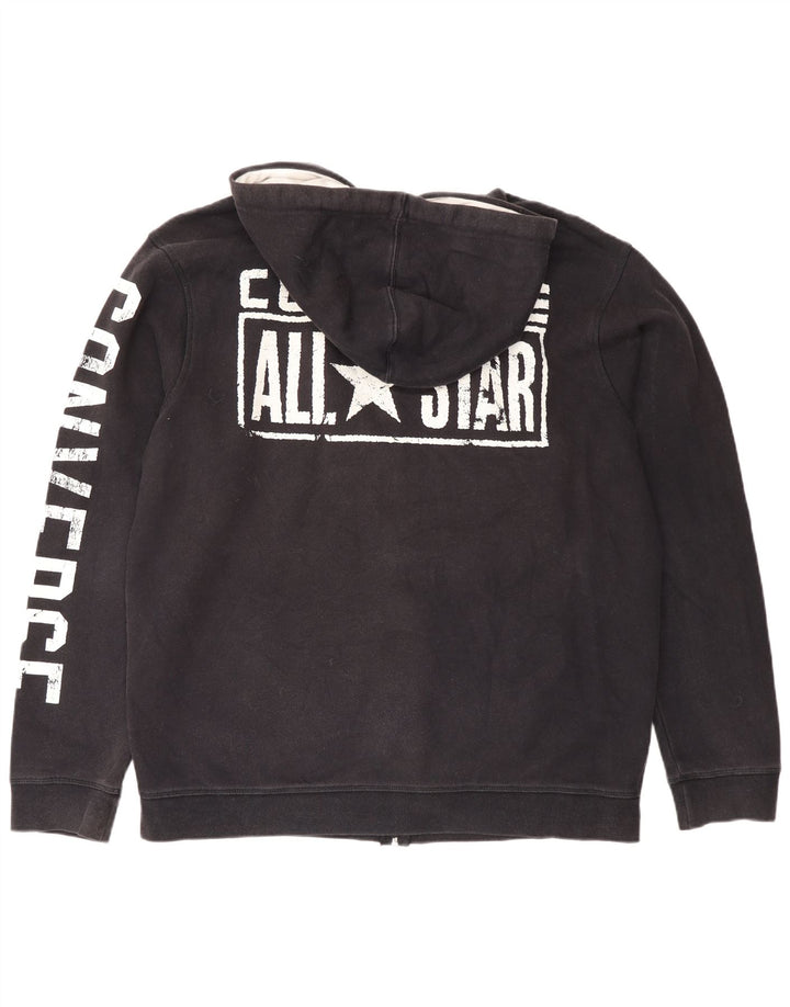 Converse Herren-Kapuzenpullover mit grafischem Reißverschluss, groß, aus schwarzer Baumwolle
