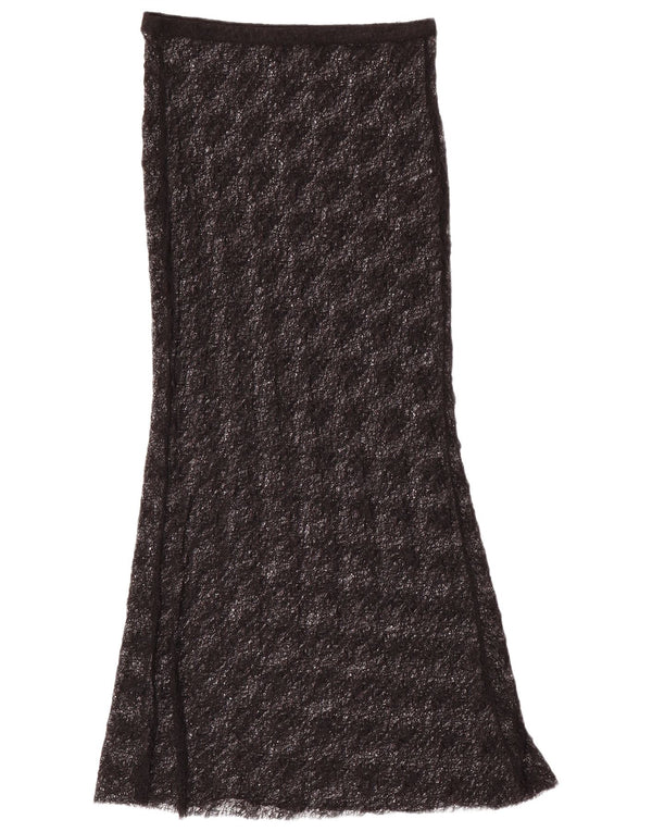 Zara Damen Spitzen-Maxirock Medium W28 Schwarz Polyamid