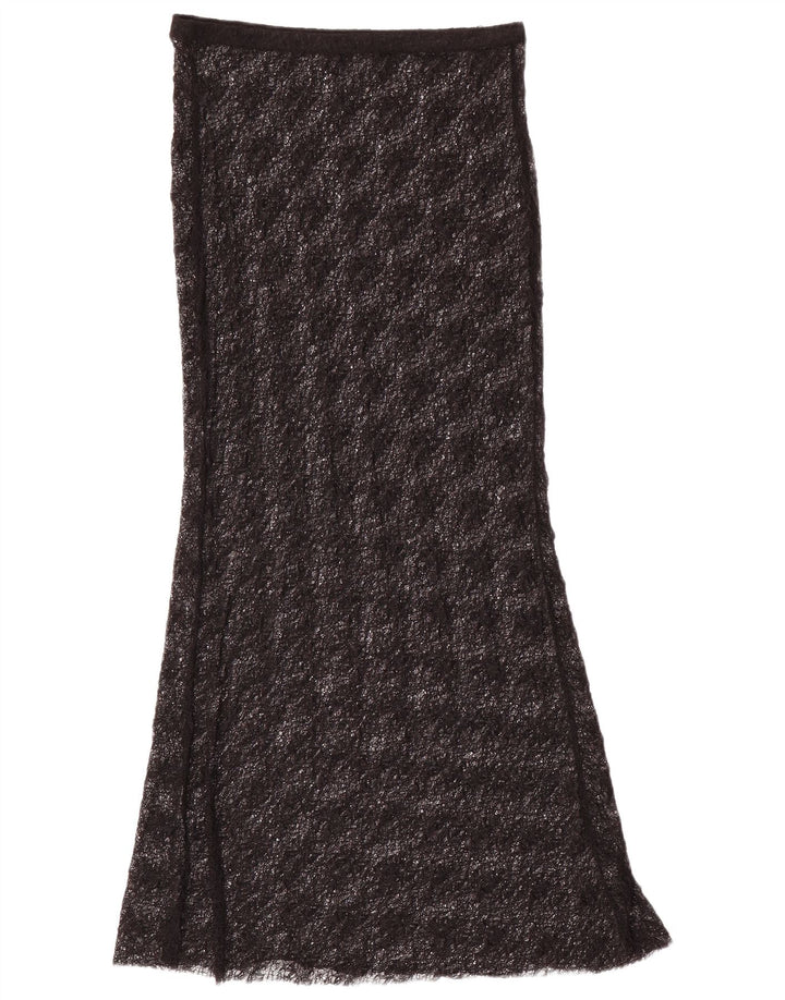 Zara Damen Spitzen-Maxirock Medium W28 Schwarz Polyamid