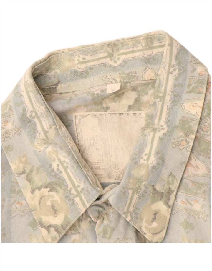 Vintage Herrenhemd Mittelblau geblümt