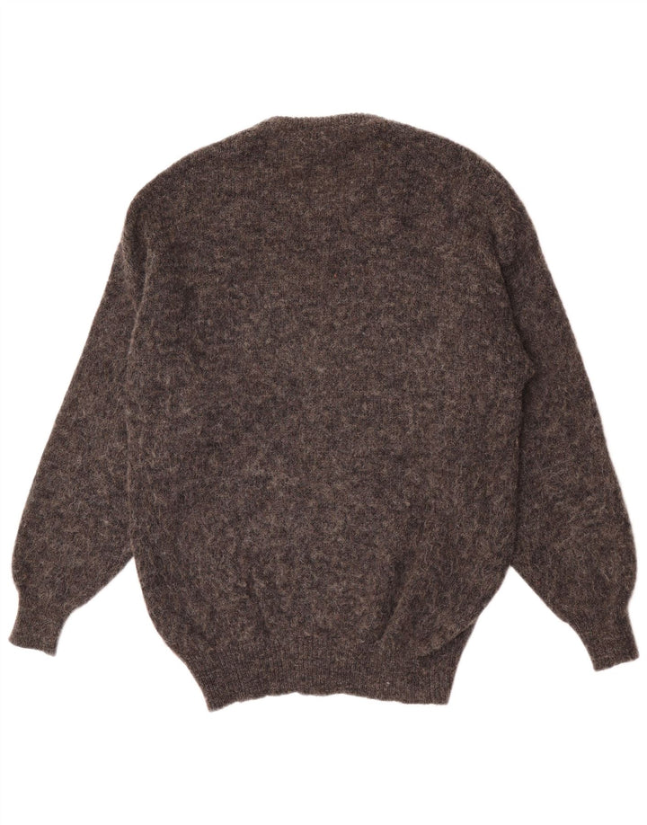 Vintage Herren-Pullover mit Rundhalsausschnitt, mittelgrau, Argyle/Diamant