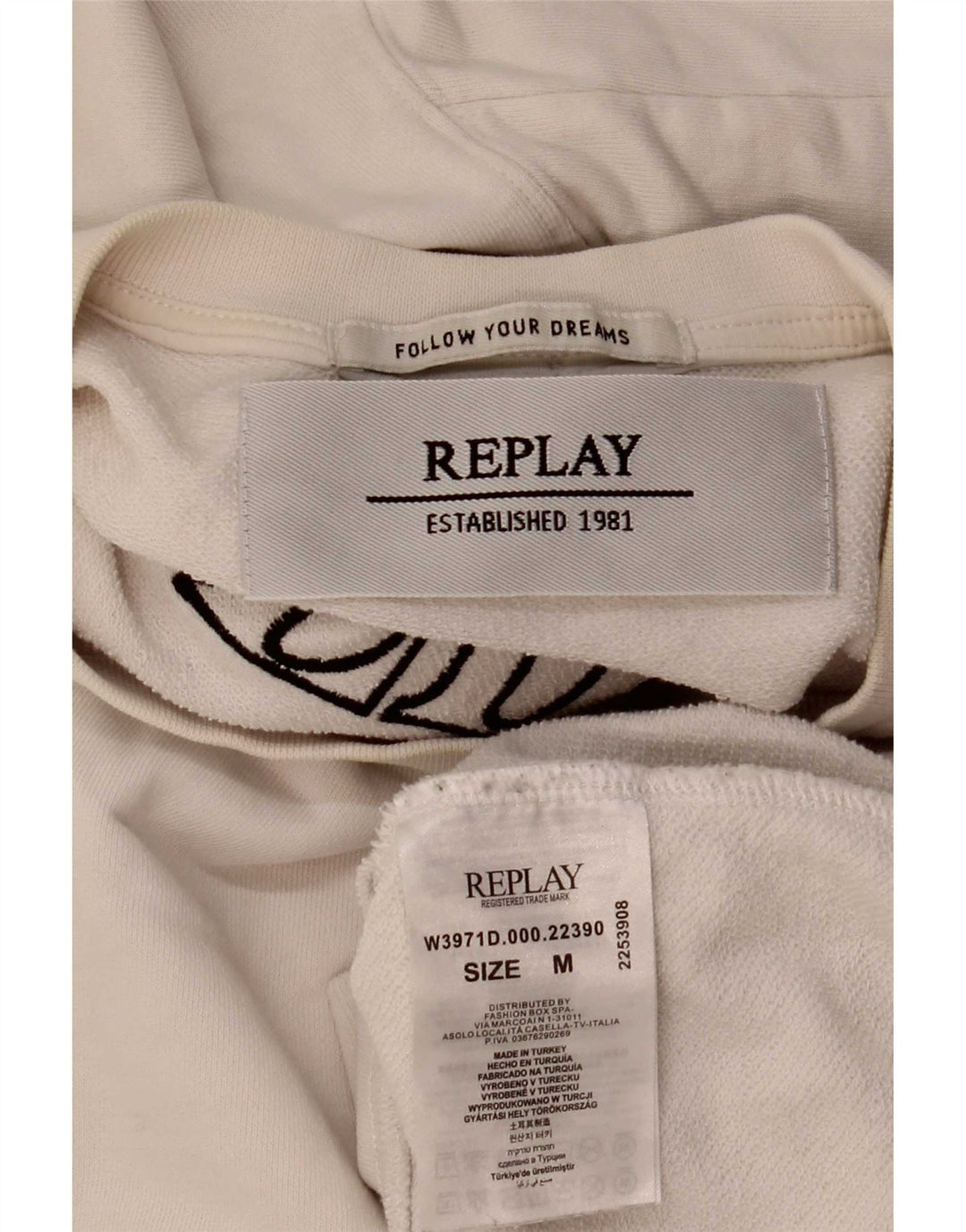 Replay Damen-Sweatshirt mit Grafik, UK 14, mittelweiße Baumwolle