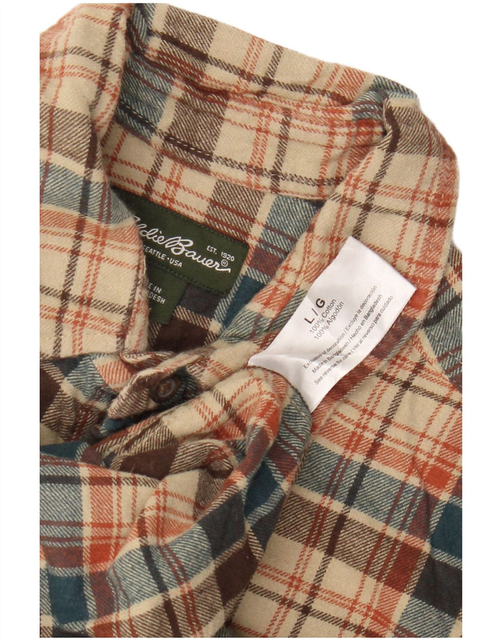 Eddie Bauer Herren-Flanellhemd, groß, beige, kariert, Baumwolle