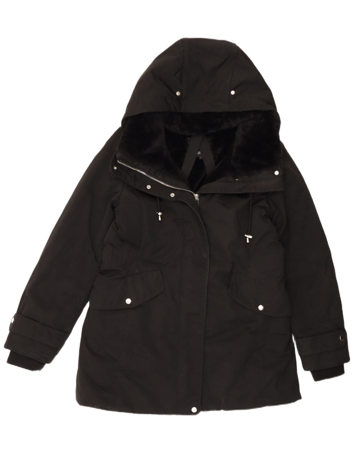 Zara Damen-Parka mit Kapuze, UK 18, XL, Schwarz, Polyester