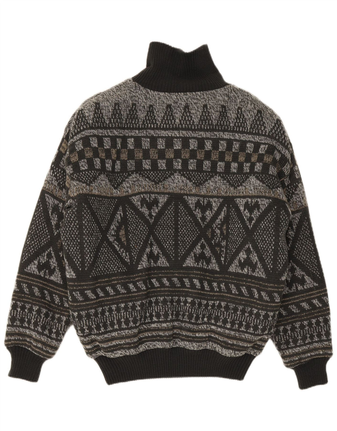 Vintage Herren Strick Bomberjacke IT 52 XL Grau Fair Isle Polyacryl