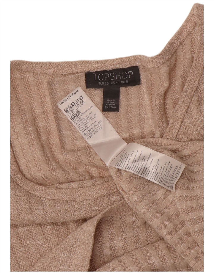 Topshop Damen Crop Oversized Top Langarm UK 8 Small Beige