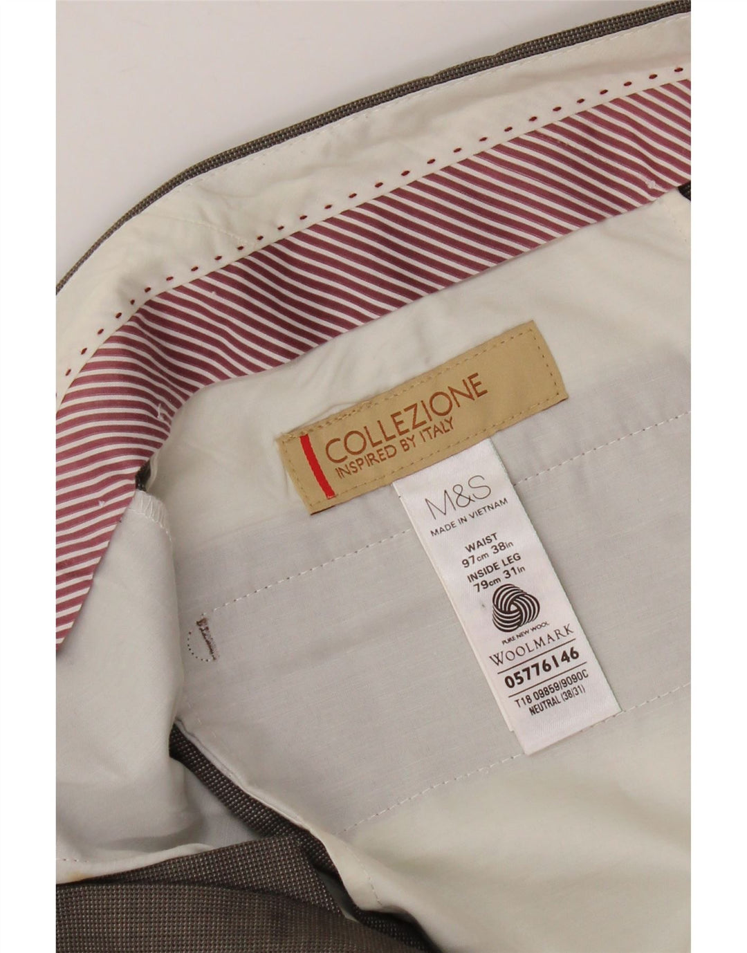 MARKS & SPENCER Gerade Herren-Anzughose W38 L31 Braune Wolle