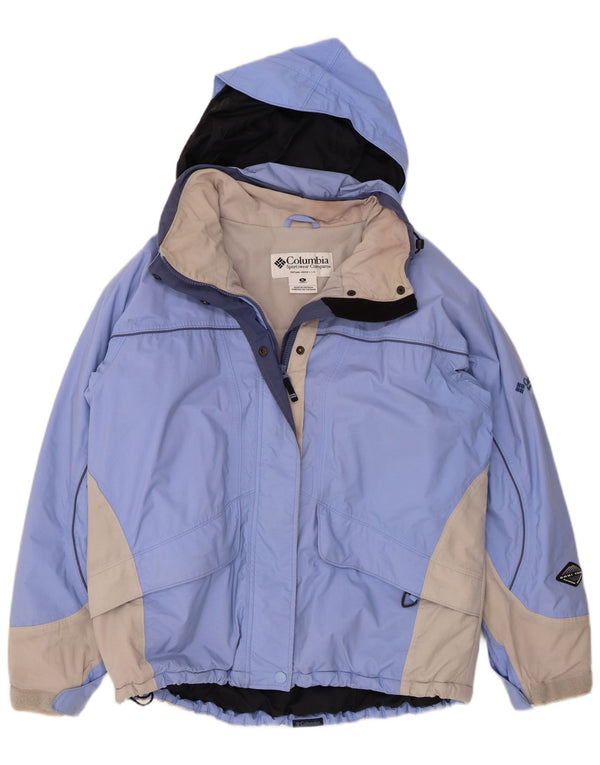 Columbia Damen Omni-Tech Kapuzen-Skijacke UK 18 XL Blaues Colourblock-Nylon