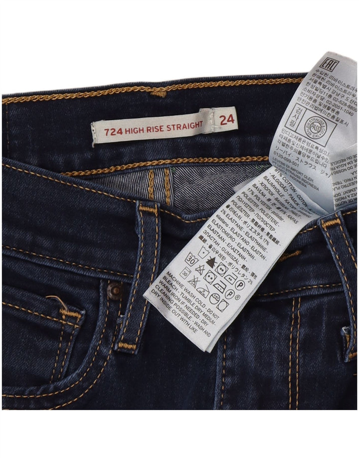 Levi's Damen 724 High Rise Straight Jeans W24 L30 Blaue Baumwolle