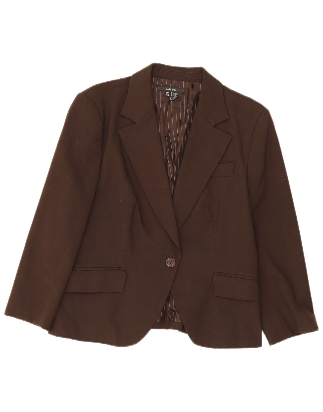 Zara Damen 1-Knopf-Blazerjacke EU 44 XL Braunes Polyester