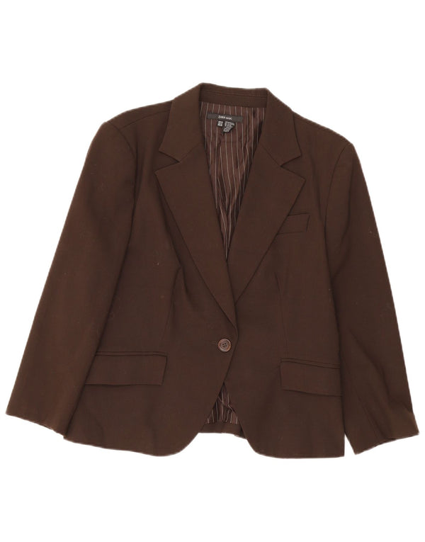 Zara Damen 1-Knopf-Blazerjacke EU 44 XL Braunes Polyester