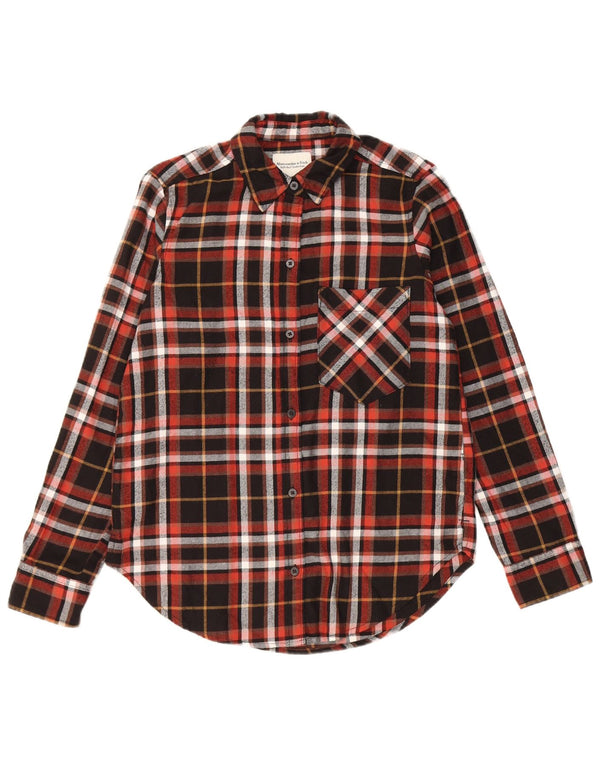 Abercrombie & Fitch Damen-Flanellhemd mit lockerer Passform, UK 6 XS, schwarz kariert