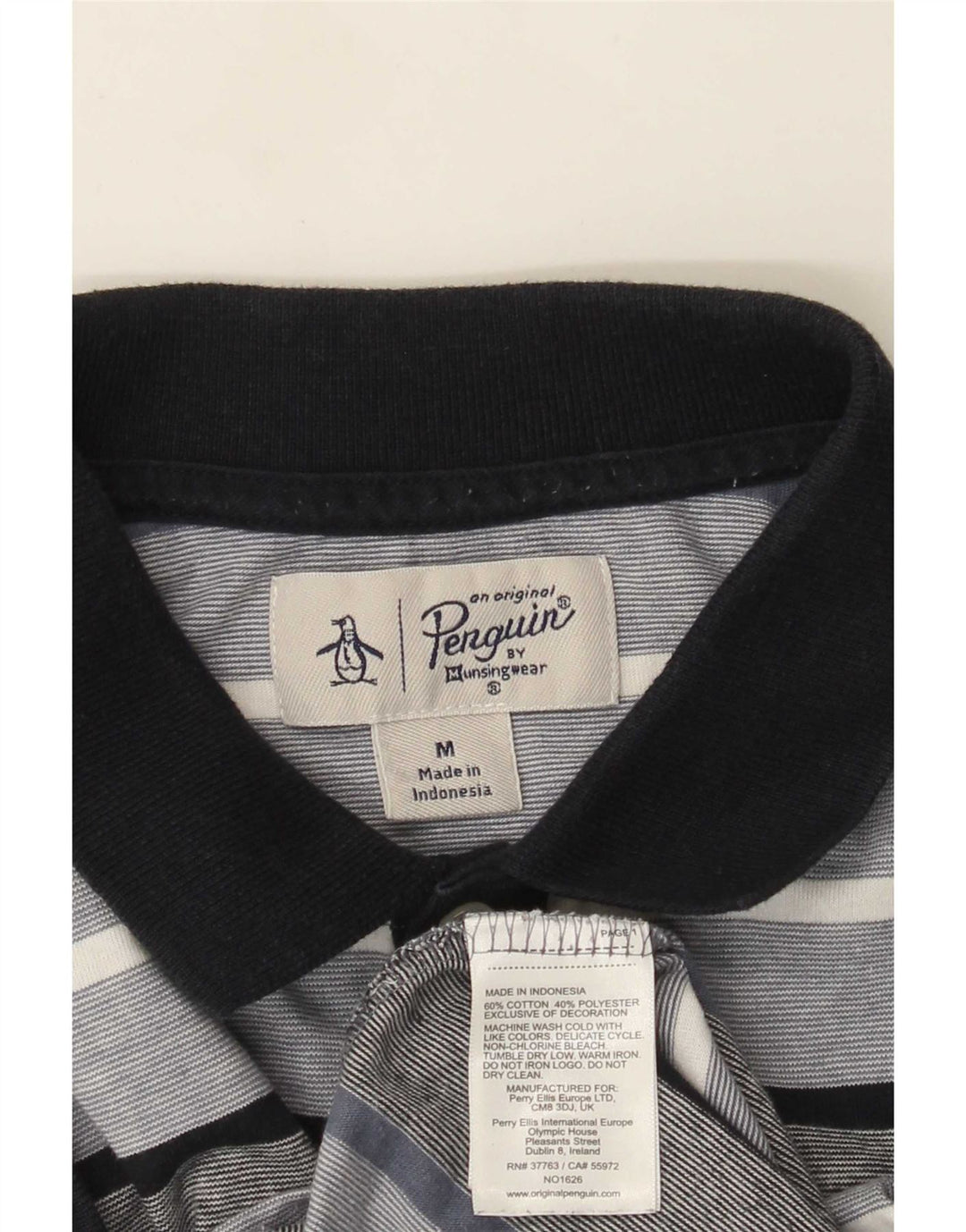 Penguin Herren-Poloshirt aus mittelgrauer, gestreifter Baumwolle