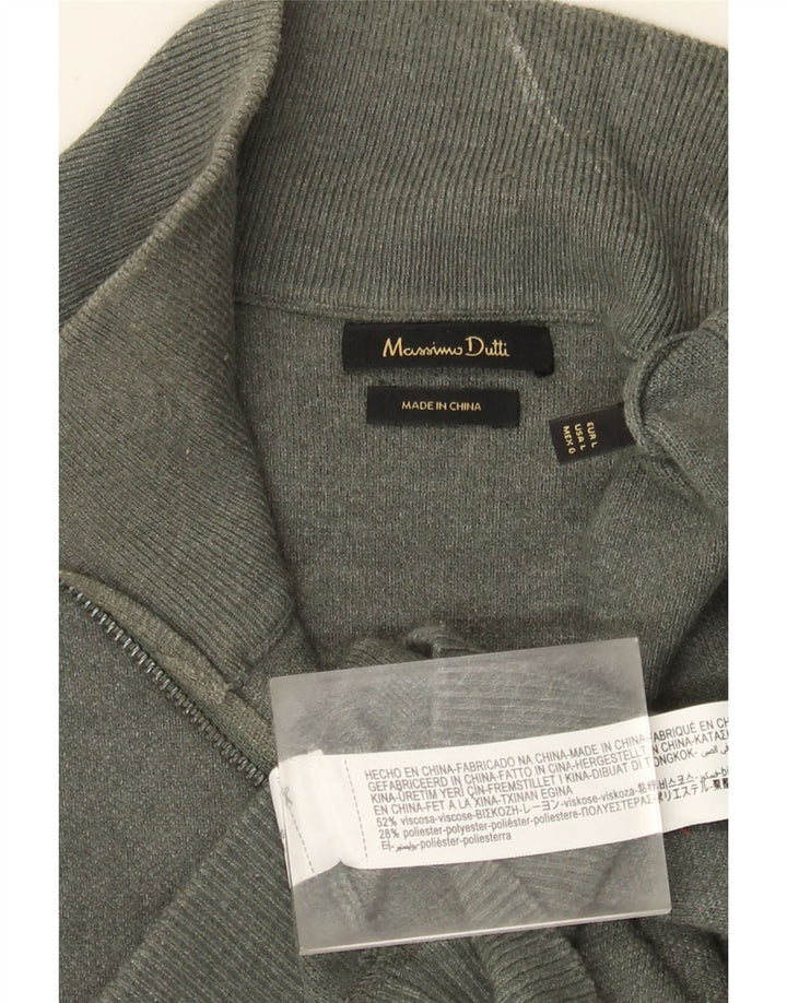 Massimo Dutti Herren-Pullover mit Reißverschluss am Hals, große graue Viskose