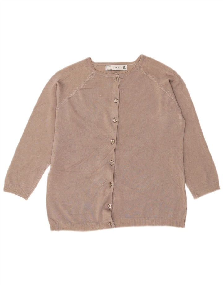 Zara Damen-Cardigan-Pullover UK 14 Große graue Viskose