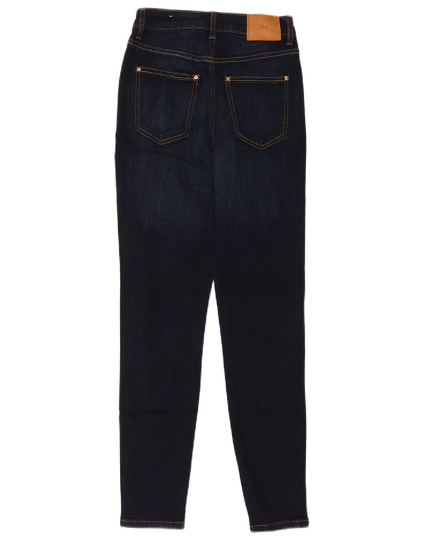 Zara Damen Skinny Jeans EU 34 2XS W24 L28 Marineblau Baumwolle