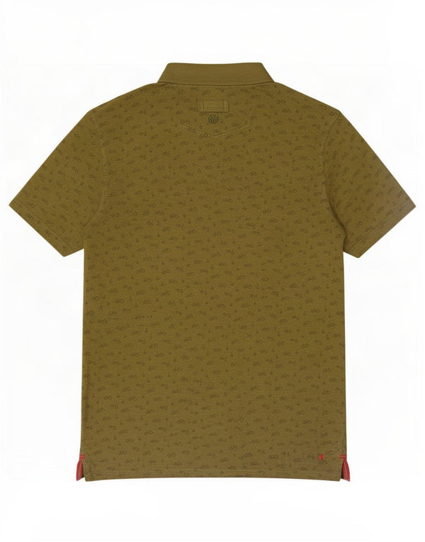 Fat Face Herren-Poloshirt mit abstraktem Muster, mittlere Khaki-Baumwolle