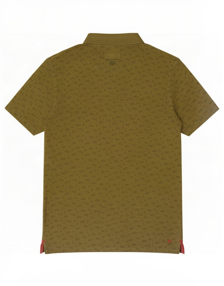 Fat Face Herren-Poloshirt mit abstraktem Muster, mittlere Khaki-Baumwolle