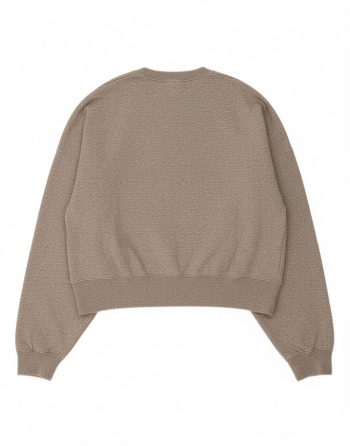 NIKE Womens Oversized Crop Sweatshirt Jumper UK 16 Large Grey Cotton