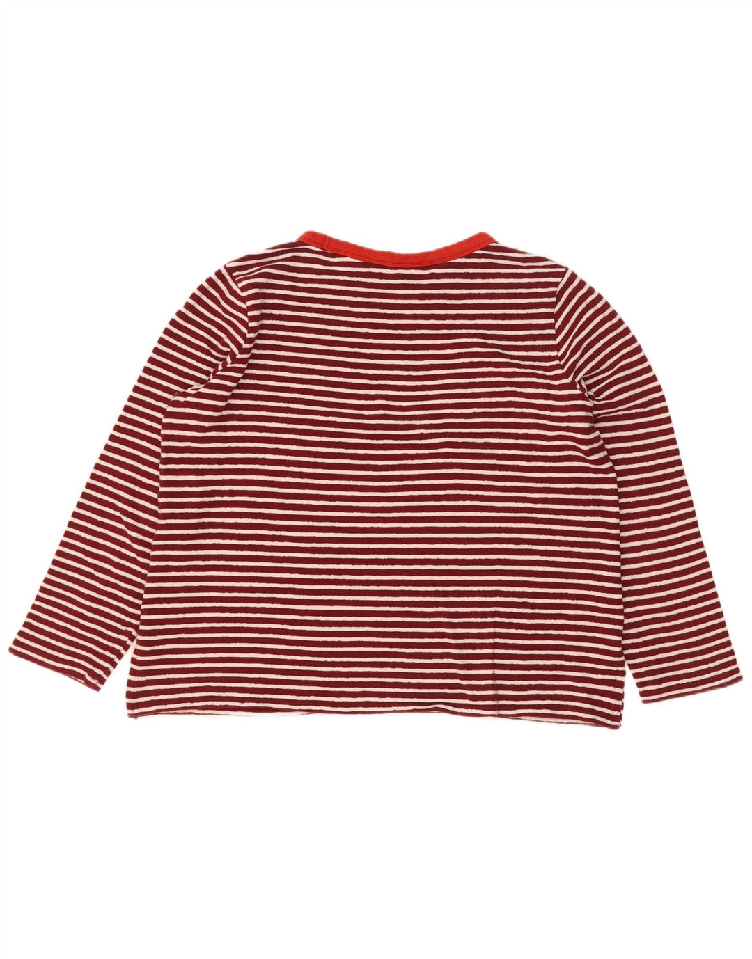 Marks & Spencer Damen Top Langarm UK 16 Große rot gestreifte Baumwolle