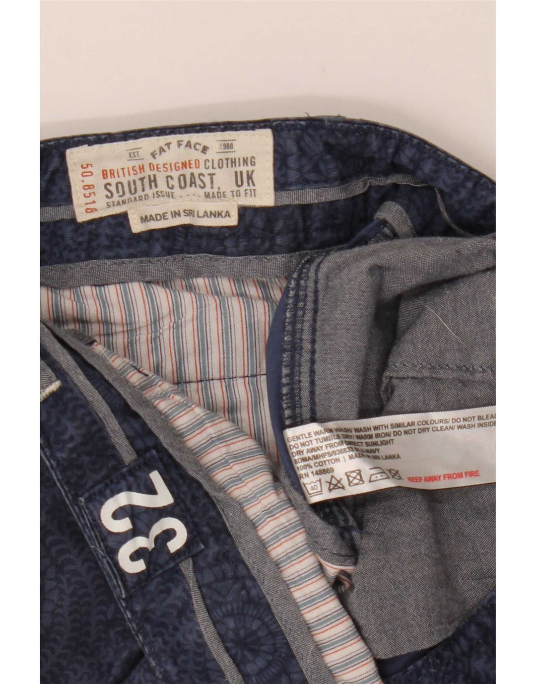 Fat Face Herren-Chino-Shorts, W32, mittelgroß, marineblau, geblümt, Baumwolle