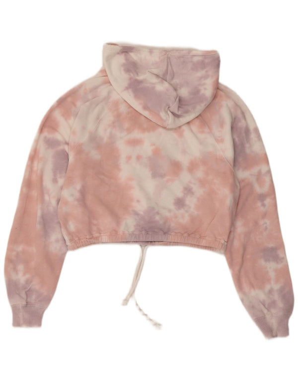 Hollister Damen Crop Oversized Hoodie Pullover UK 6 XS Mehrfarbig Tie Dye