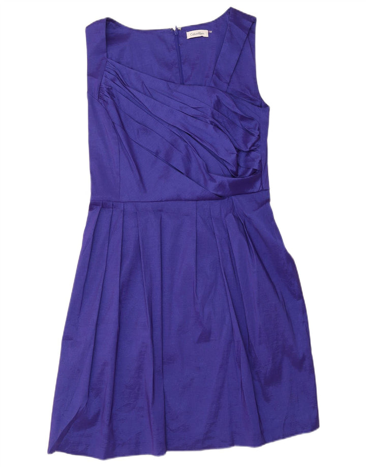 CALVIN KLEIN Damen Ärmelloses A-Linien-Kleid US 12 Medium Purple Polyester