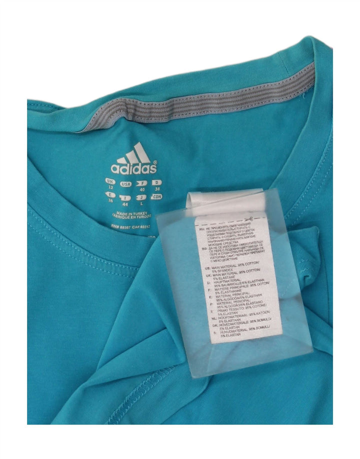 Adidas Damen T-Shirt Top UK 12 Mittelblaue Baumwolle